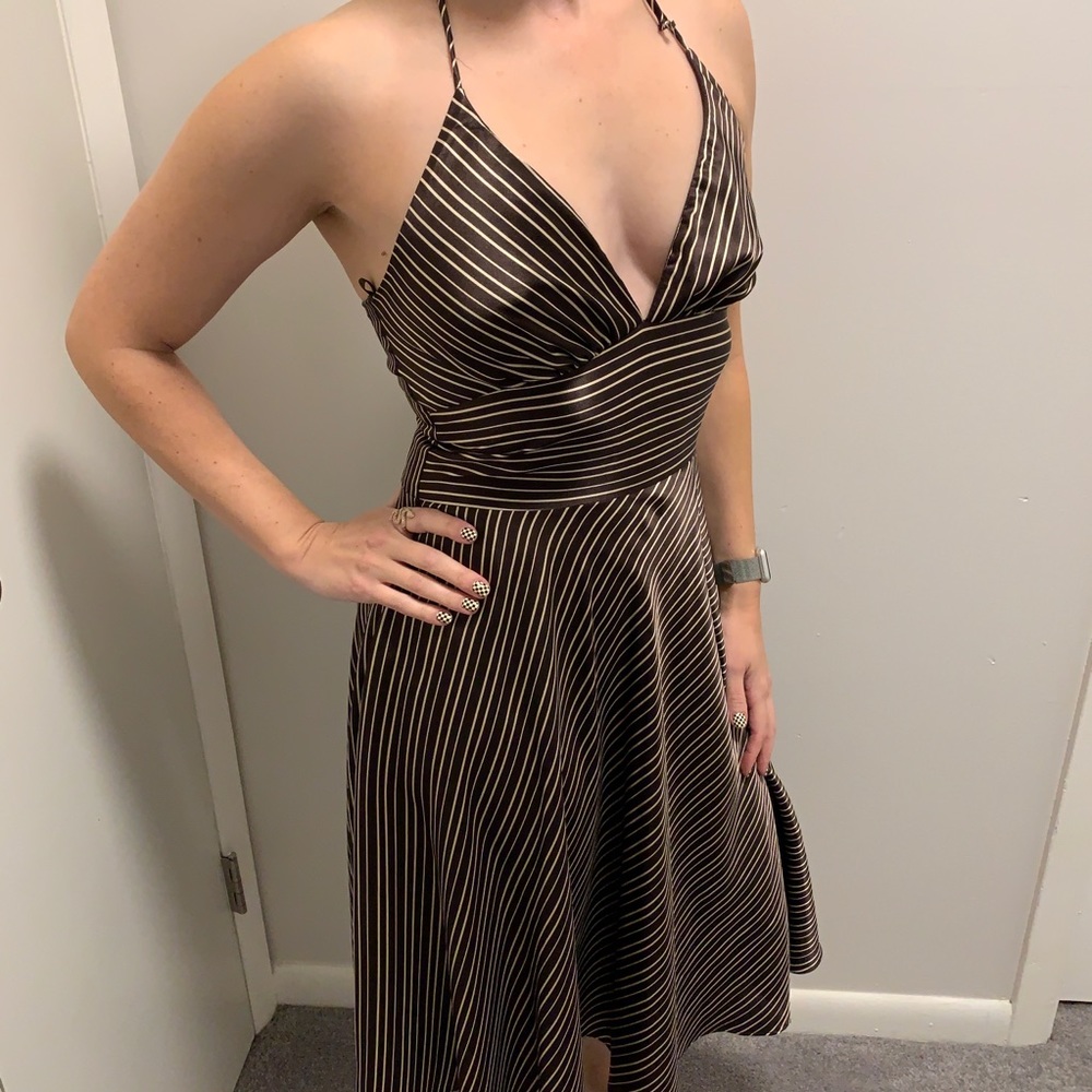 Alyn Paige Brown and Cream Striped Dress